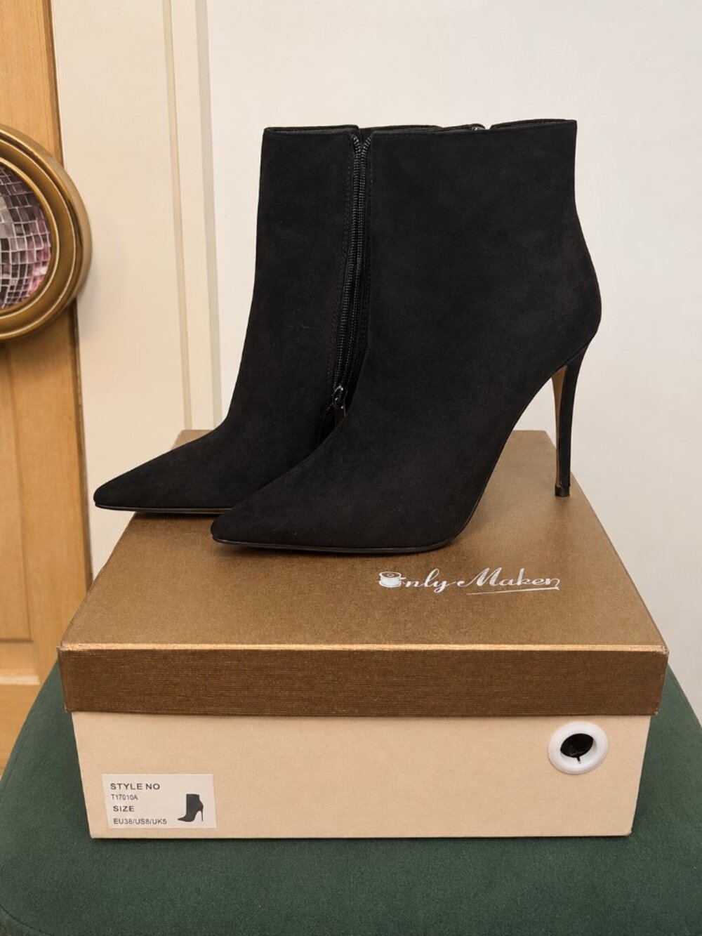 New Only Maker Black Stiletto Ankle Boots – Size 8